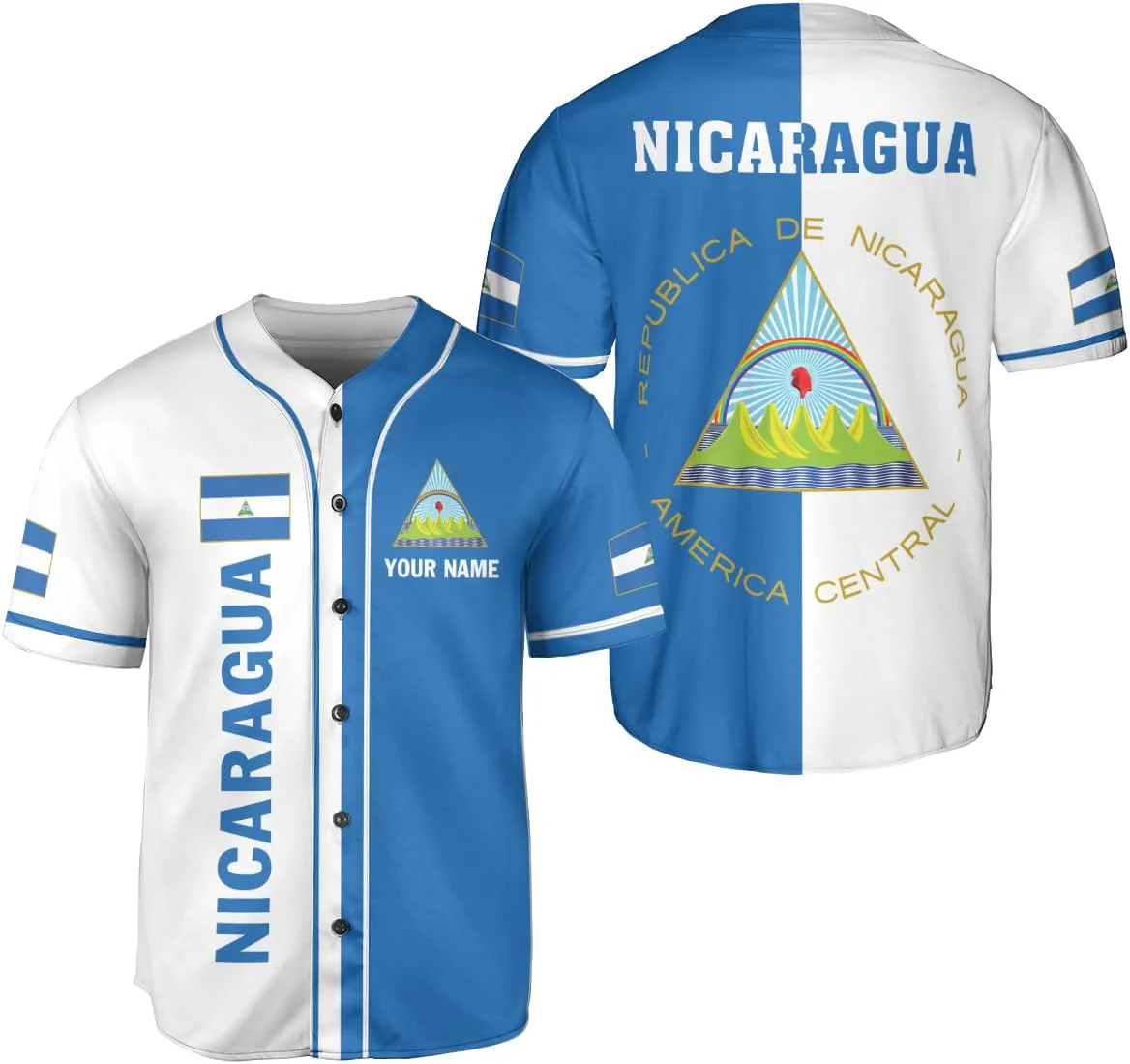 Mens Fashion Baseball Jersey - เสื้อเบสบอลแฟชั่นผู้ชายพิมพ์ลาย 3 มิติ ดีไซน์นิการากัว พร้อมชื่อสั่งทำพิเศษ เสื้อเบสบอลฤดูร้อนสไตล์สตรีทสำหรับทุกเพศ