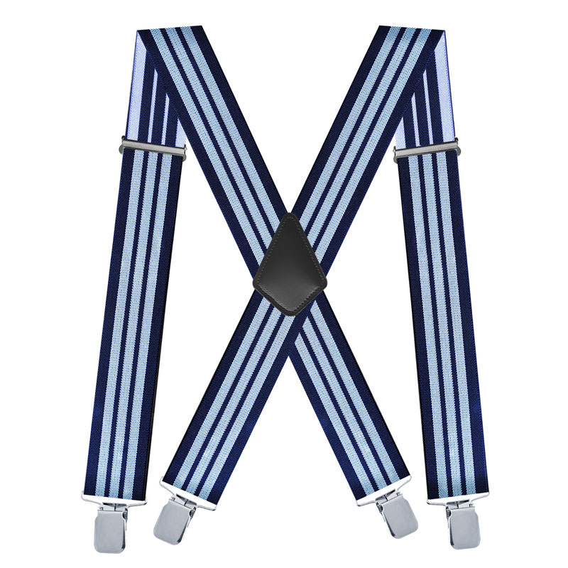 Suspenders Clip Men - สายเอี๊ยมผู้ชายลายทาง X กลับกว้าง 2 นิ้วพร้อมคลิปหนีบหนาพิเศษสายรัดปรับระดับได้สําหรับสายเอี๊ยมผู้ชาย