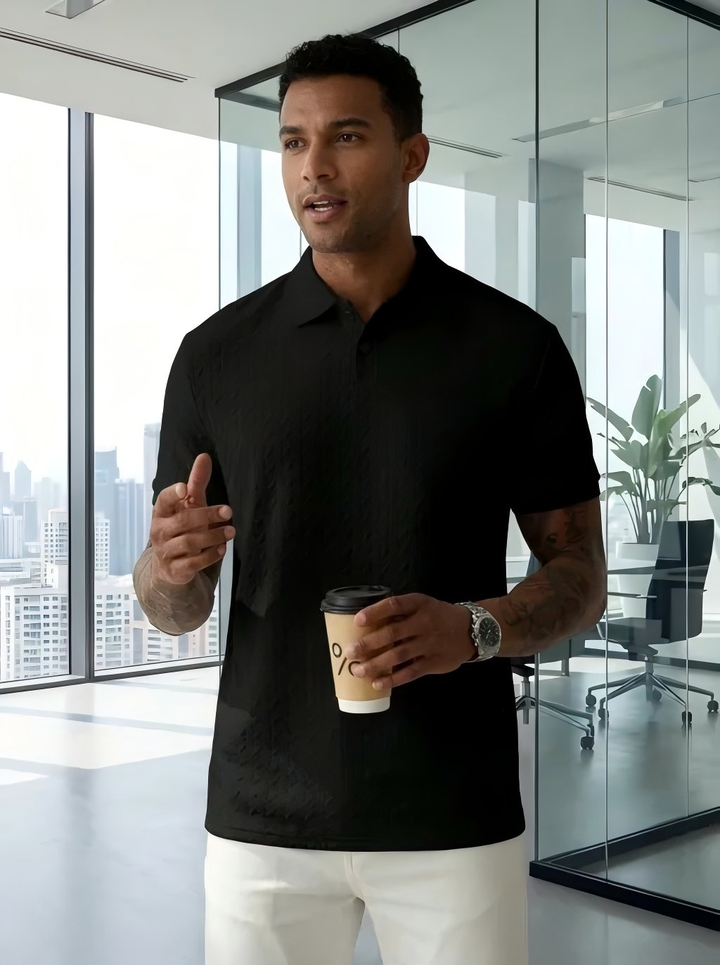 Men'S Fashion Questions - เสื้อโปโลแขนสั้นแฟชั่นฤดูร้อนสำหรับผู้ชาย ลายพิมพ์คำถามแบบลำลอง สไตล์สตรีทแวร์