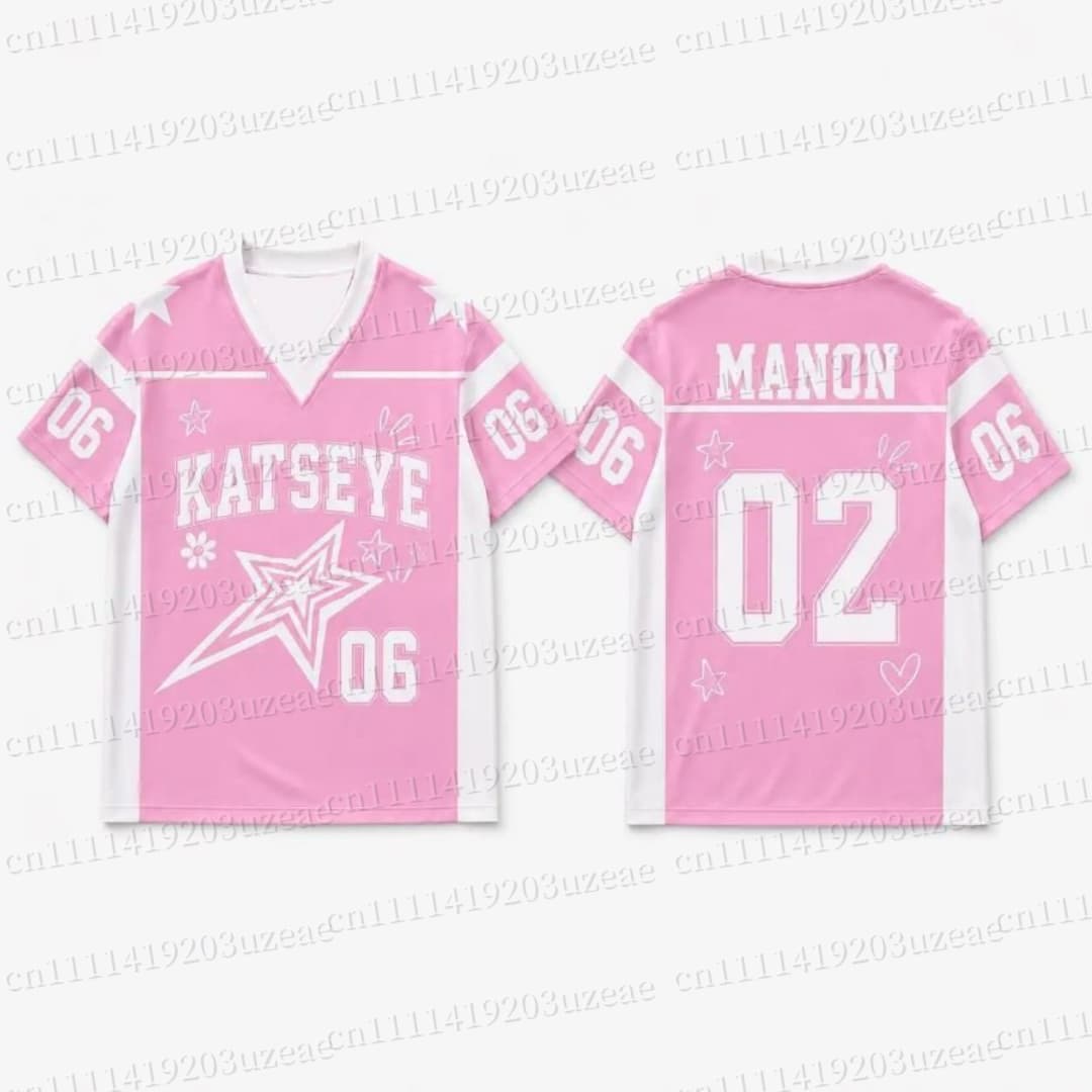Men'S Fashion Pink Shirt - เสื้อยืดลายกราฟิกดาวสีชมพู KATSEYE ชุดคอนเสิร์ต Kpop เสื้อเจอร์ซีย์ยูนิเซ็กส์สำหรับผู้ชายและผู้หญิง สไตล์