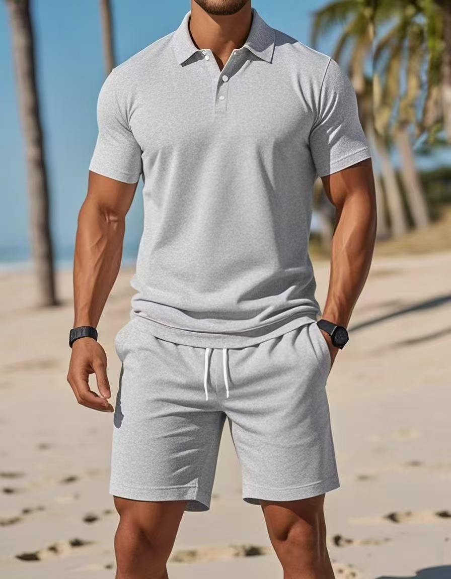 Men'S Fashion Outfits 2026 - ชุดเสื้อโปโลฤดูร้อนสำหรับผู้ชายปี 2026 ชุดลำลองสไตล์สปอร์ตอเนกประสงค์ ทรงเข้ารูป แขนสั้น แฟชั่นชุดสองชิ้น