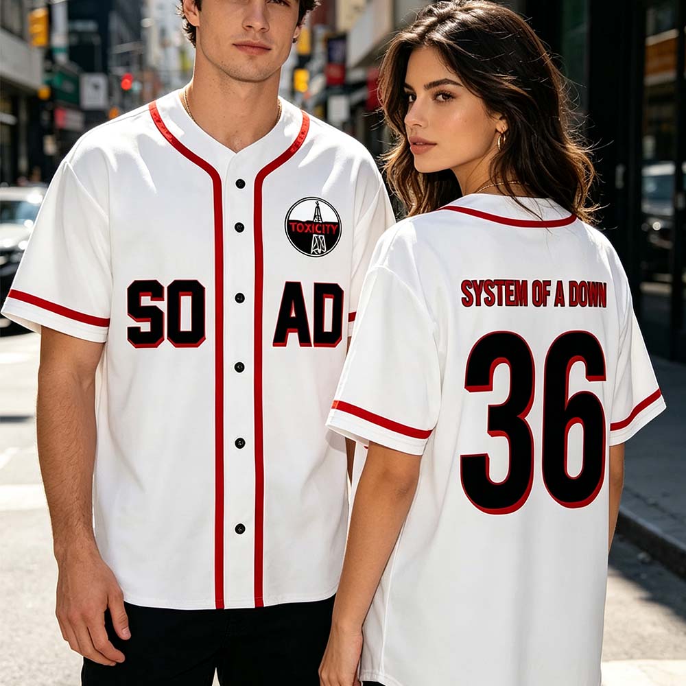 Mens Fashion Baseball Jersey - เสื้อเบสบอล System of A Down ทัวร์
