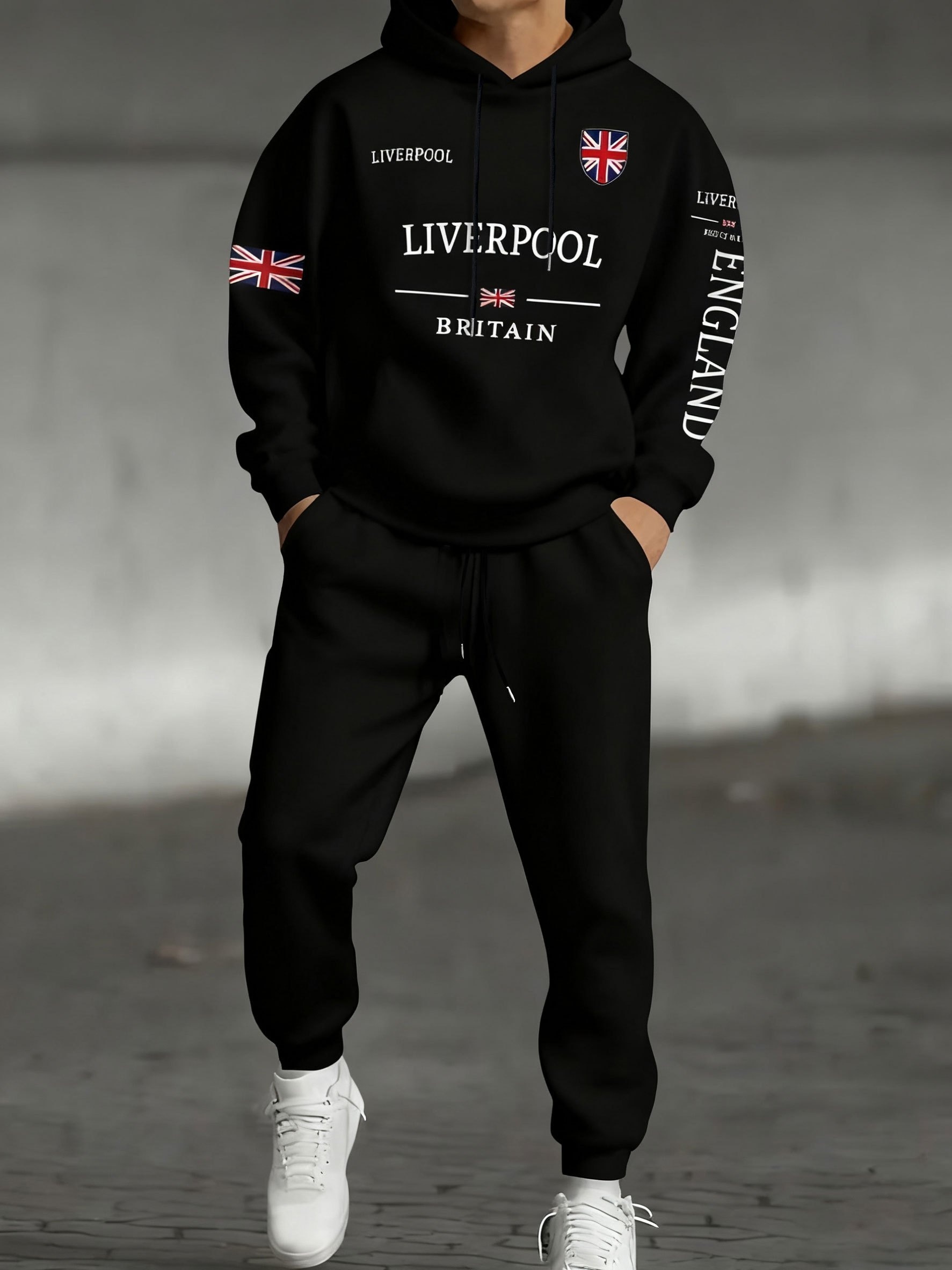 Mens Fashion Trends 2026 - ชุดเสื้อฮู้ดพิมพ์ลายธงชาติอังกฤษสำหรับผู้ชายและผู้หญิง ฤดูใบไม้ร่วง/ฤดูหนาว 2026 แฟชั่นลำลองสำหรับเสื้อผ้าผู้ชาย