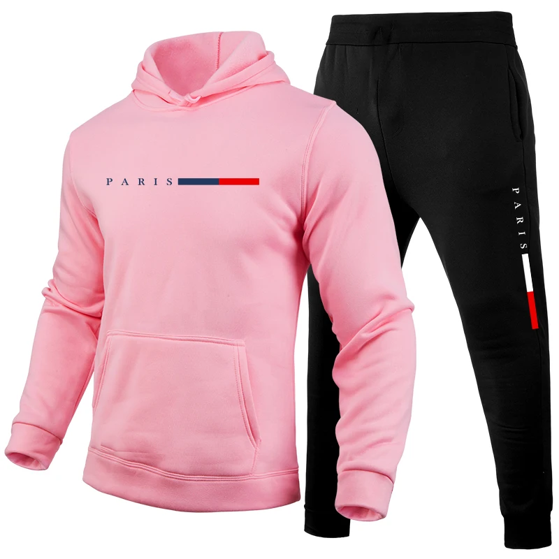 Men'S Fashion Outfits 2026 - ชุดแฟชั่นผู้ชายปารีส 2026 เสื้อฮู้ดและกางเกงวอร์ม ชุดลำลองสำหรับฤดูใบไม้ร่วงและฤดูหนาว เหมาะสำหรับใส่เล่นกีฬาหรือวิ่งจ๊อกกิ้งกลางแจ้ง