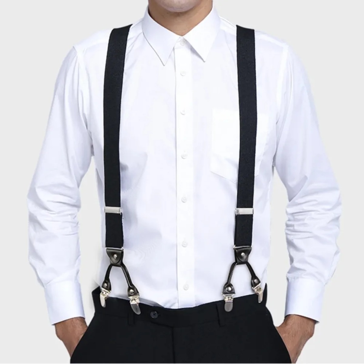 Suspenders Clip Men - สายรัดกางเกงแฟชั่นสำหรับผู้ชาย แบบหนาพิเศษ ทรง Y-back พร้อมคลิปโลหะ 6