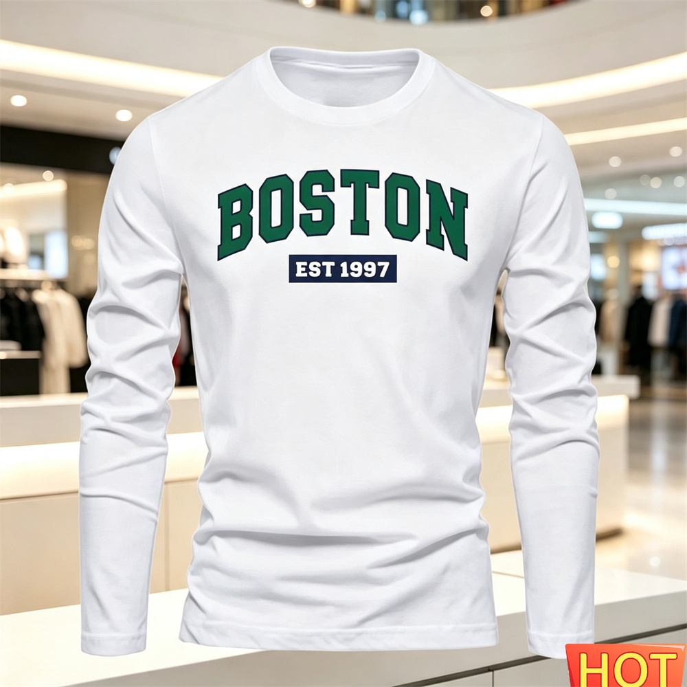 Men'S Fashion Outfits - เสื้อยืดแขนยาวผู้ชายลายตัวอักษร คอกลม เสื้อยืดอเนกประสงค์ แฟชั่นผู้ชายสไตล์ Y2K เสื้อทรงหลวม
