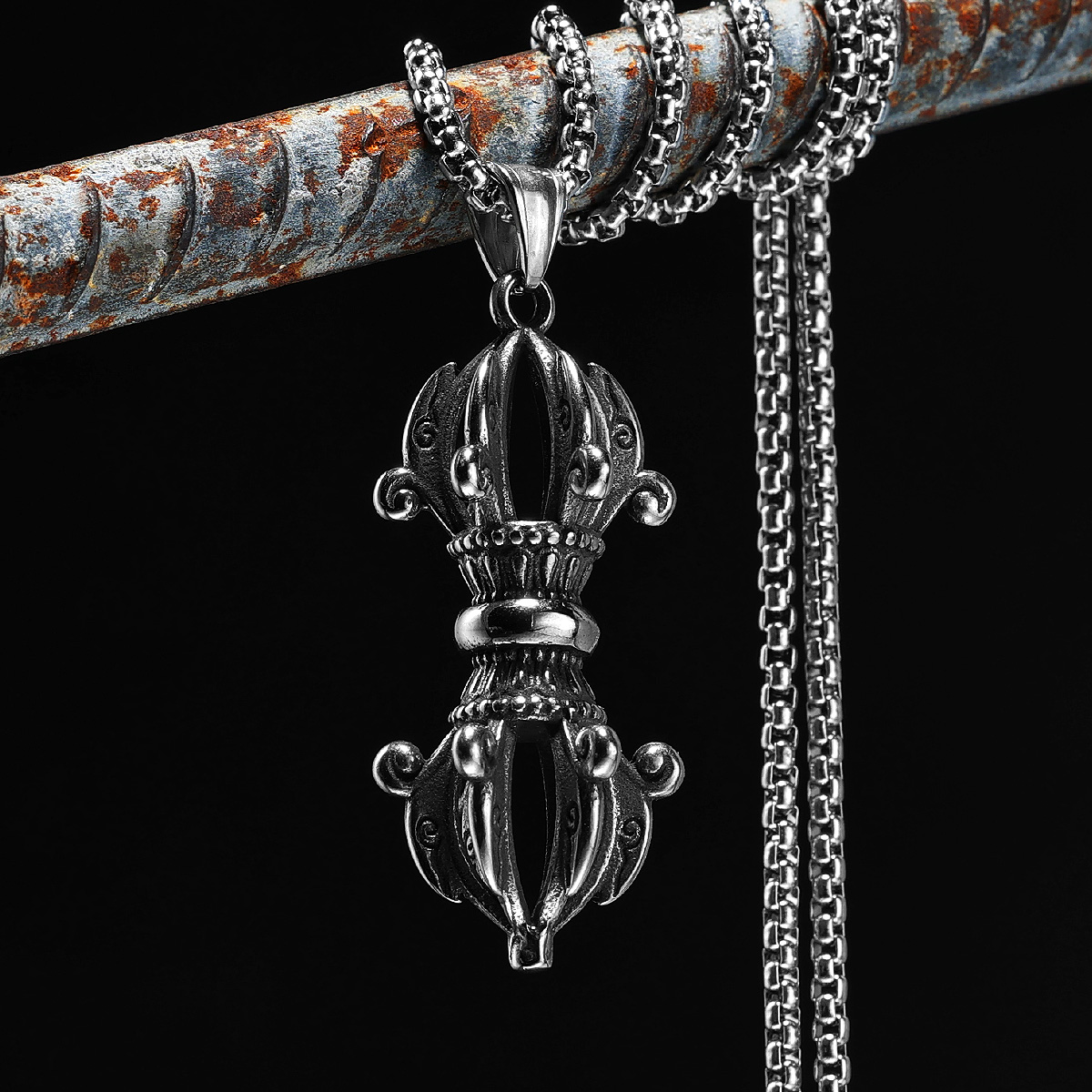 Mens Xmas Fashion - Scepter จี้ Vintage สร้อยคอพนักงาน 316L สแตนเลสผู้ชาย