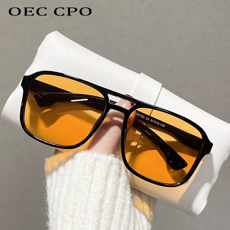 Yellow Men'S Fashion - OEC CPO Square แว่นตากันแดด Double Bridges