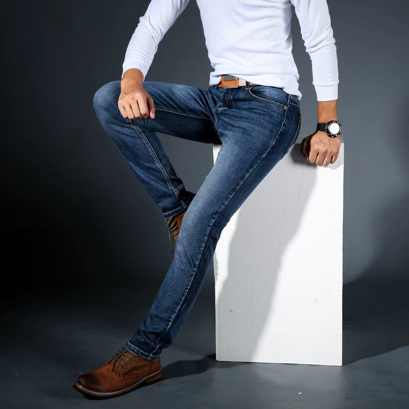 Men'S Fashion For 60 Year Old - ผู้ชายแฟชั่นกางเกงยีนส์ตรงผู้ชาย 2025 ใหม่ยืด SLIM FIT กางเกงนุ่มสบายธุรกิจ