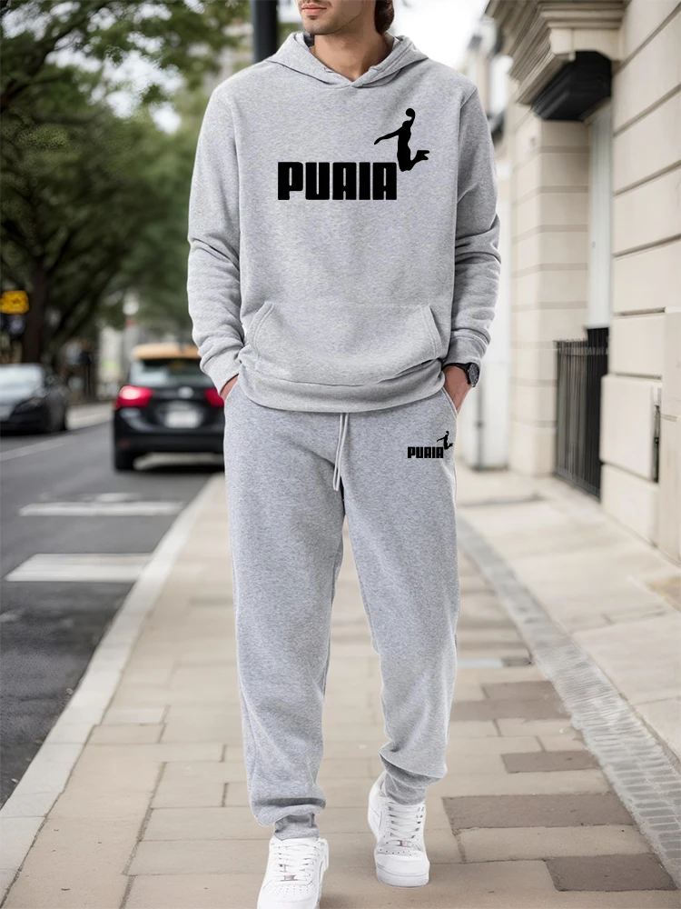 Men'S Fashion Outfits - ชุดเซ็ตผู้ชาย/เสื้อฮู้ด/กางเกงขายาว ฤดูใบไม้ร่วง-ฤดูหนาว 2026 ชุดลำลองสปอร์ต เสื้อฮู้ดแบบสวมหัวและกางเกงขายาว แฟชั่นแนวสตรีท