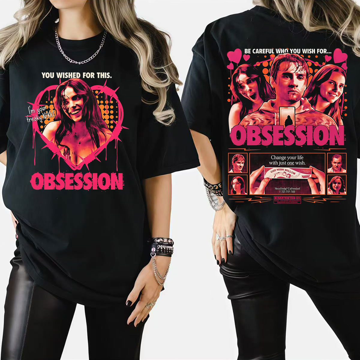 Men'S Fashion Pink Shirt - เสื้อยืดภาพยนตร์ One Wish Willow Obsession Horror