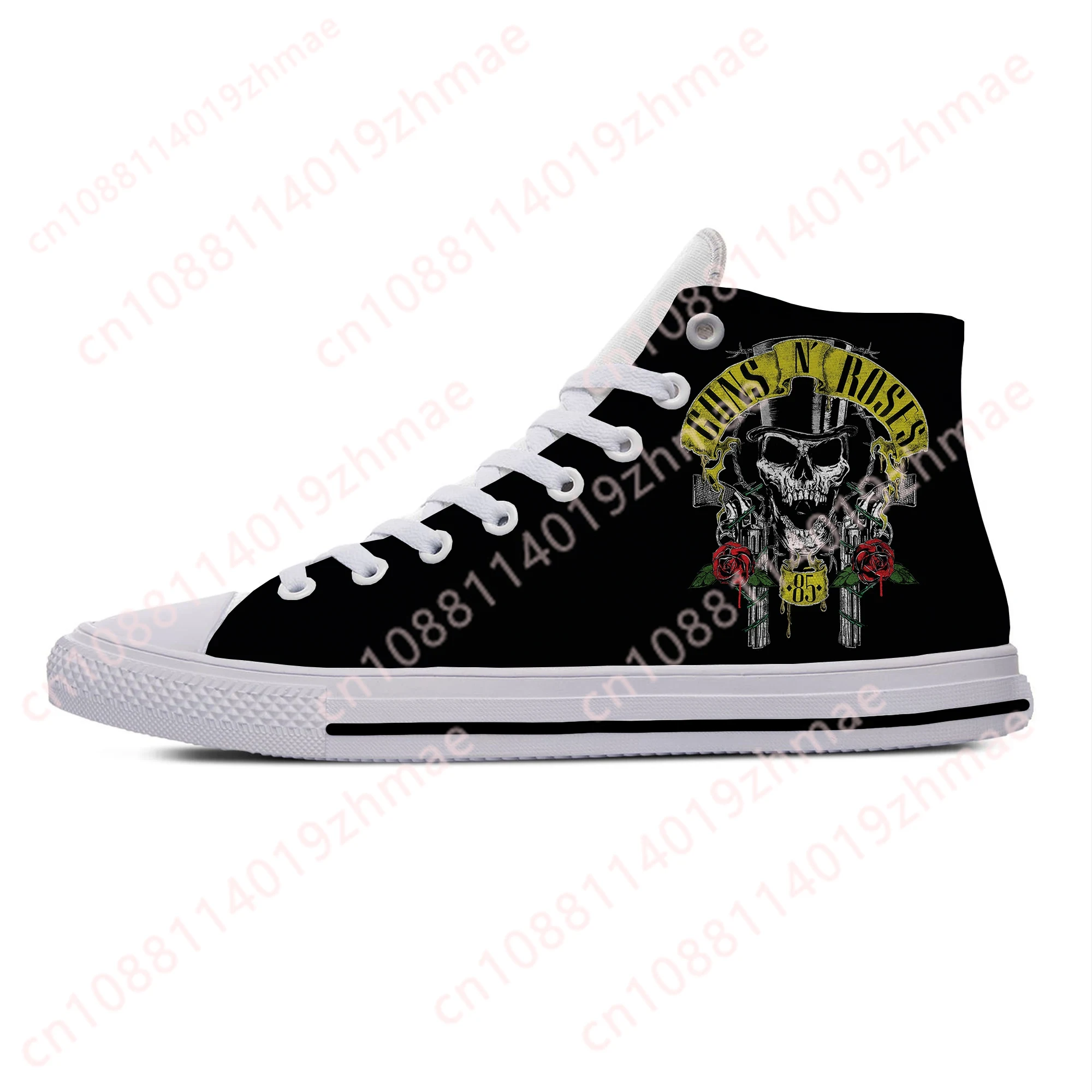Mens Fashion Week - รองเท้าผ้าใบแฟชั่นลายวงดนตรี Guns N' Roses สไตล์เฮฟวีเมทัล 3