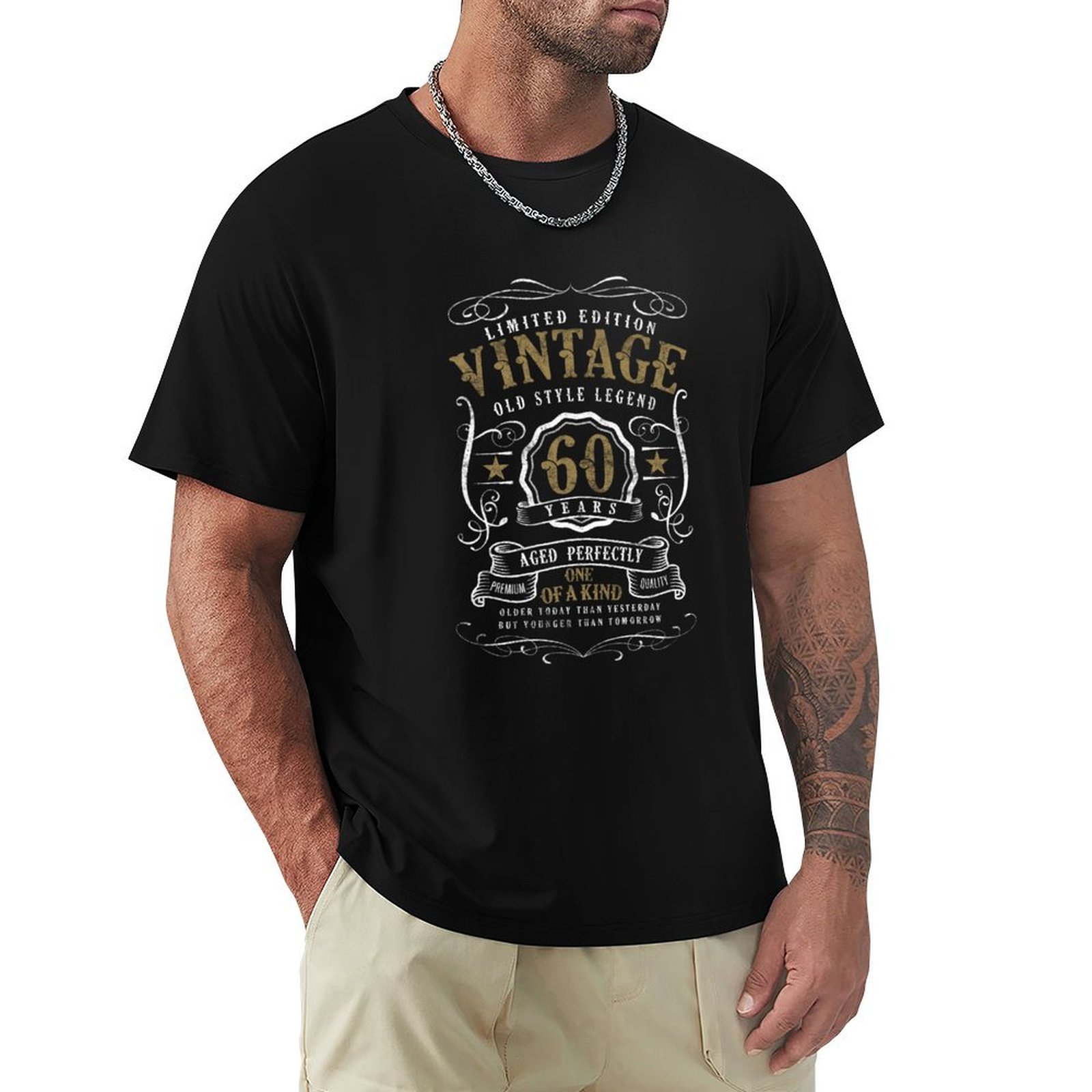 Men'S Fashion For 60 Year Old - เสื้อยืดลายกราฟิกแฟชั่นสำหรับผู้ชาย - ตำนานสไตล์วินเทจสำหรับผู้ชายอายุ 60 ปี