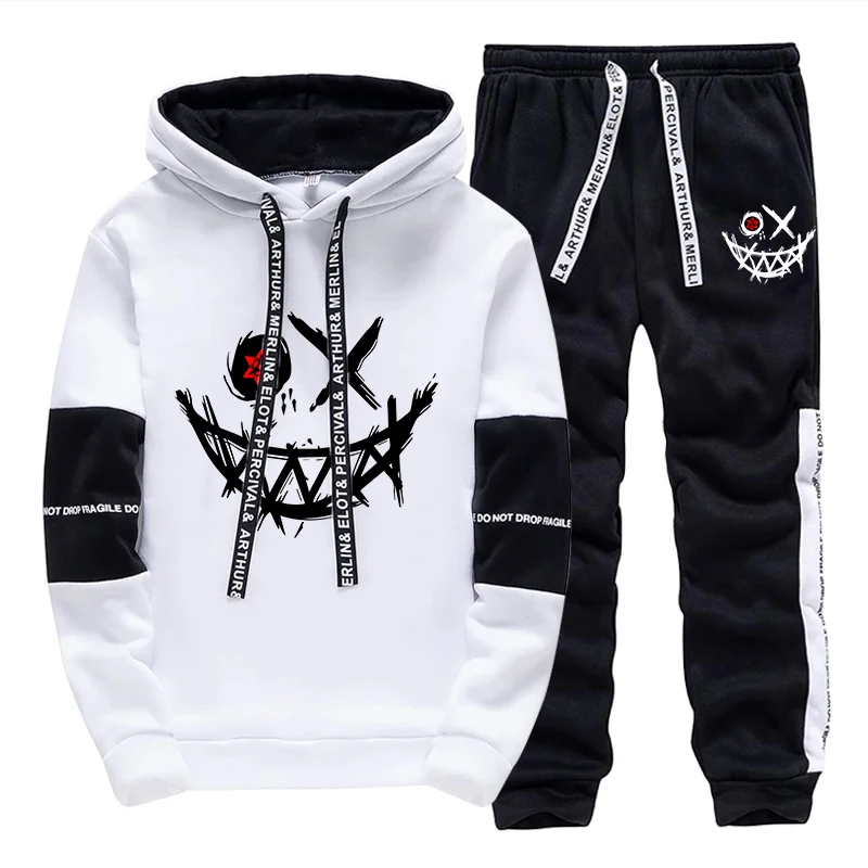Men'S Fashion Outfits - ชุดเซ็ตผู้ชาย/เสื้อฮู้ด/กางเกงขายาว ฤดูใบไม้ร่วง 2026 แฟชั่นลำลองประจำวัน เสื้อฮู้ดมีฮู้ดและกางเกงจ็อกเกอร์ ชุดกีฬาแนวสตรีททันสมัย
