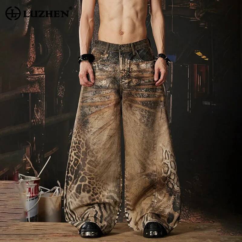 Men'S Fashion For 60 Year Old - LUZHEN 2026 กางเกงยีนส์ทรงหลวมสไตล์ Y2K ลายมัดย้อม รุ่นใหม่ล่าสุด