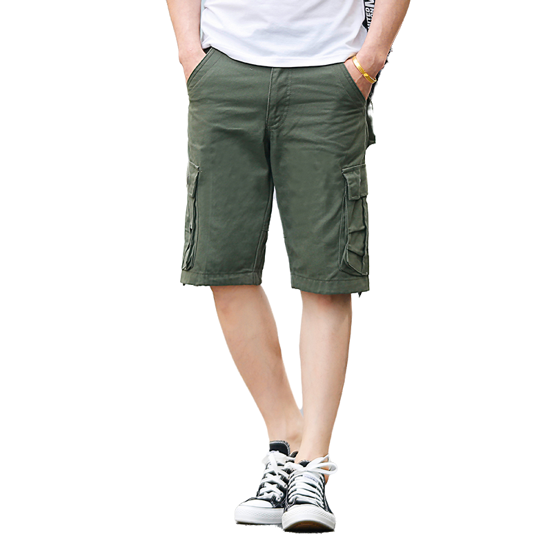 Men'S Fashion Loose Pants - กางเกงขาสั้นคาร์โก้ผู้ชาย แฟชั่นฤดูร้อน ระบายอากาศได้ดี ผ้าฝ้าย 100% ซักแล้ว