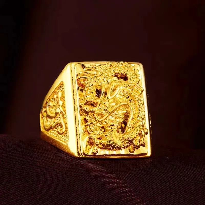ทอง 24K, แหวนมังกรทองแท้ของผู้ - Yellow Men'S Fashion บทวิจารณ์และราคา