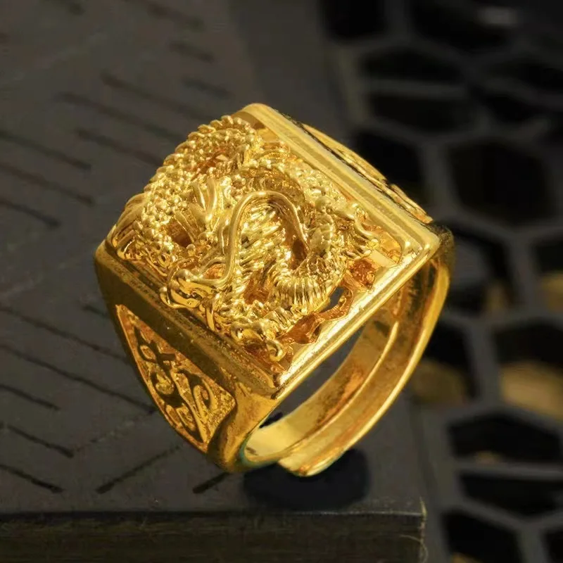 ทอง 24K, แหวนมังกรทองแท้ของผู้ - Yellow Men'S Fashion บทวิจารณ์และราคา