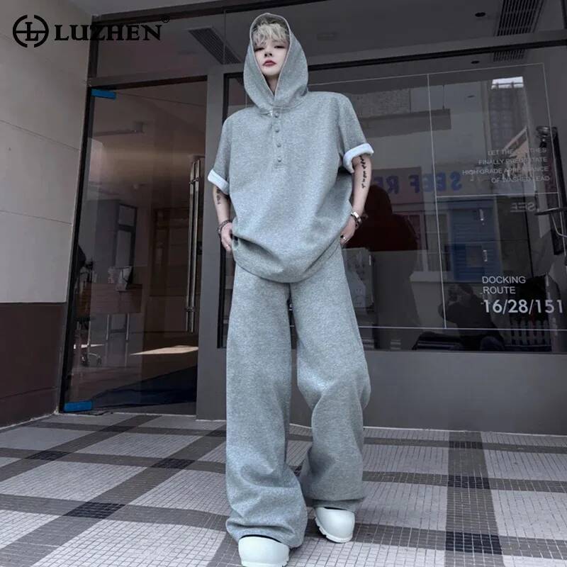 LUZHEN ชุดเซ็ตสองชิ้น เสื้อฮู้ - Men'S Fashion Loose Pants บทวิจารณ์และราคา