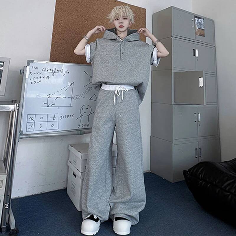 LUZHEN ชุดเซ็ตสองชิ้น เสื้อฮู้ - Men'S Fashion Loose Pants บทวิจารณ์และราคา