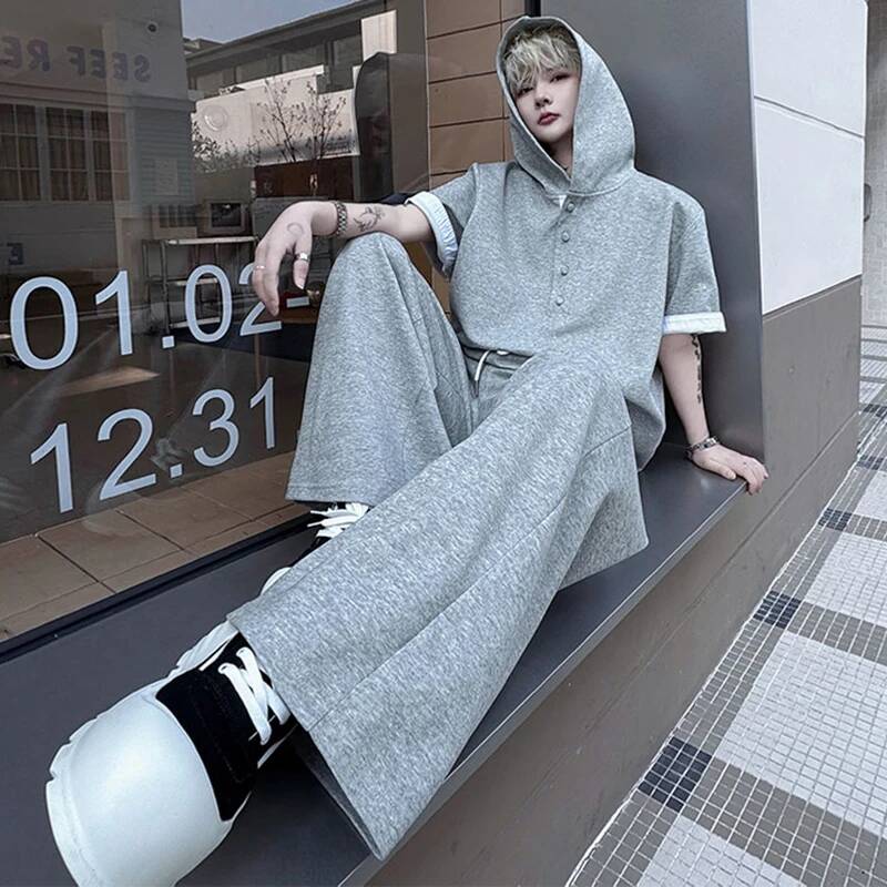 LUZHEN ชุดเซ็ตสองชิ้น เสื้อฮู้ - Men'S Fashion Loose Pants บทวิจารณ์และราคา