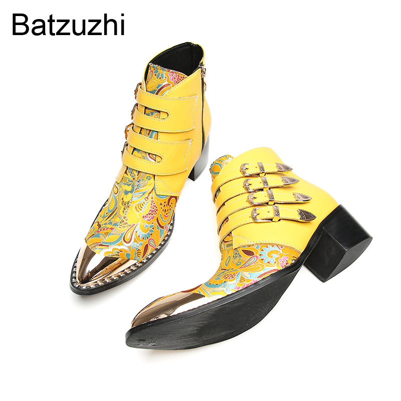 รองเท้าบูทข้อเท้าหนังแท้สีเหลื - Yellow Men'S Fashion บทวิจารณ์และราคา