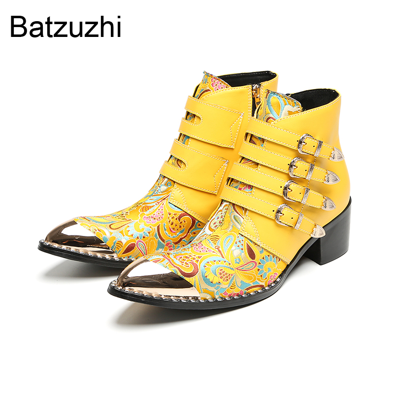 รองเท้าบูทข้อเท้าหนังแท้สีเหลื - Yellow Men'S Fashion บทวิจารณ์และราคา
