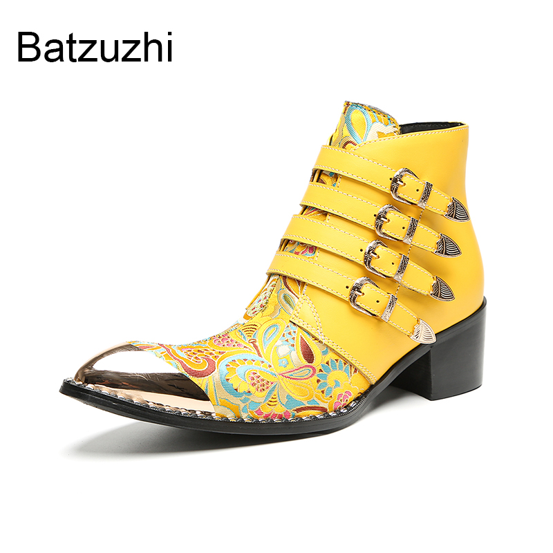 รองเท้าบูทข้อเท้าหนังแท้สีเหลื - Yellow Men'S Fashion บทวิจารณ์และราคา