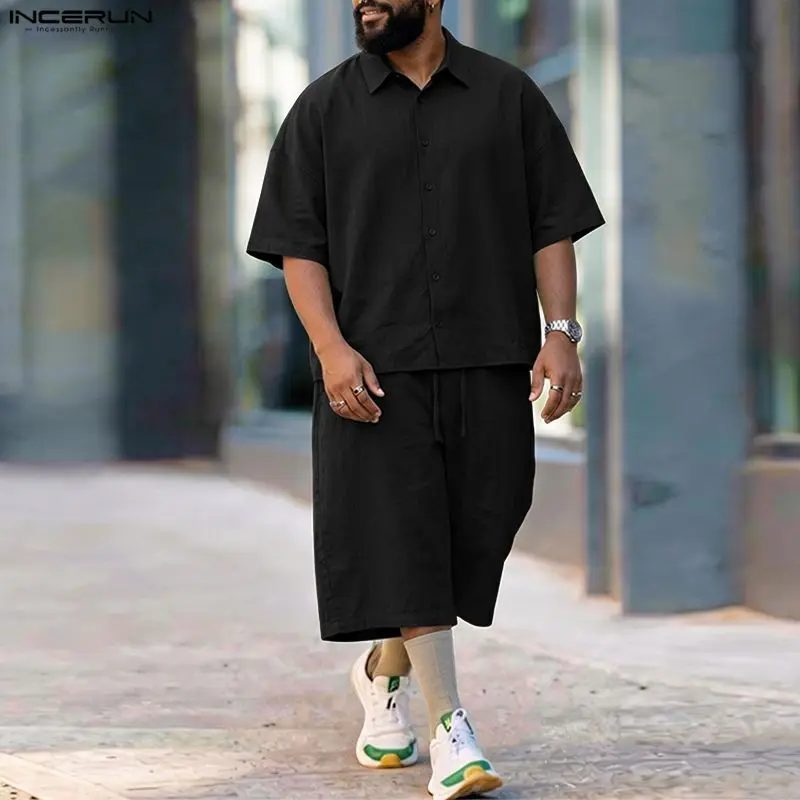 INCERUN ชุดเซ็ตผู้ชาย เสื้อเชิ - Men'S Fashion Loose Pants บทวิจารณ์และราคา