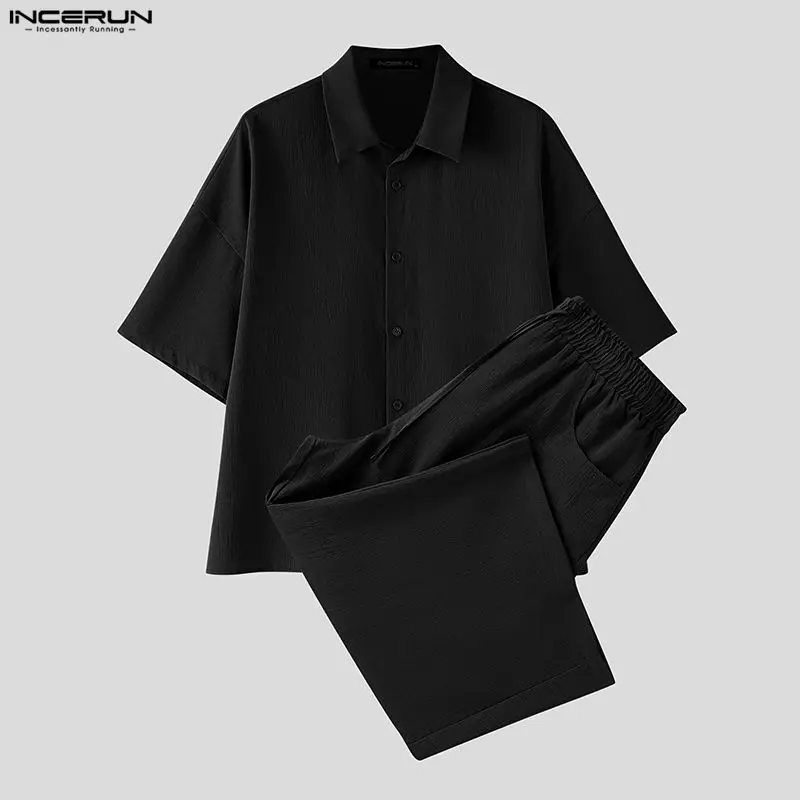 INCERUN ชุดเซ็ตผู้ชาย เสื้อเชิ - Men'S Fashion Loose Pants บทวิจารณ์และราคา