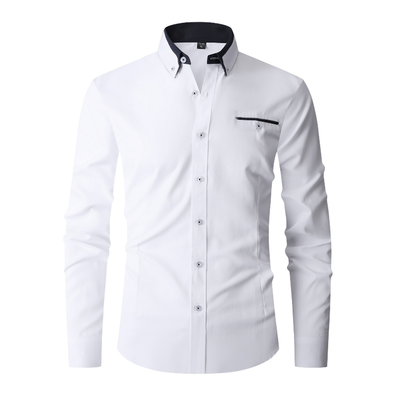 เสื้อเชิ้ตผู้ชายแขนยาวสีพื้น ผ - Men'S Fashion Color บทวิจารณ์และราคา