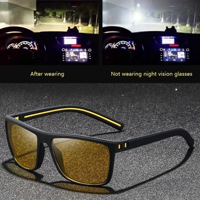 แว่นตากันแสงสะท้อนทรงเหลี่ยมสี - Yellow Men'S Fashion บทวิจารณ์และราคา