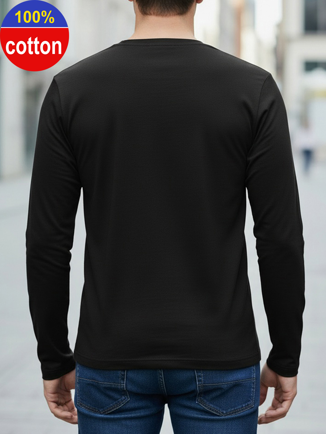 เสื้อยืดแขนยาวคอกลมผ้าฝ้ายแท้  - Men'S Fashion T Shirts บทวิจารณ์และราคา