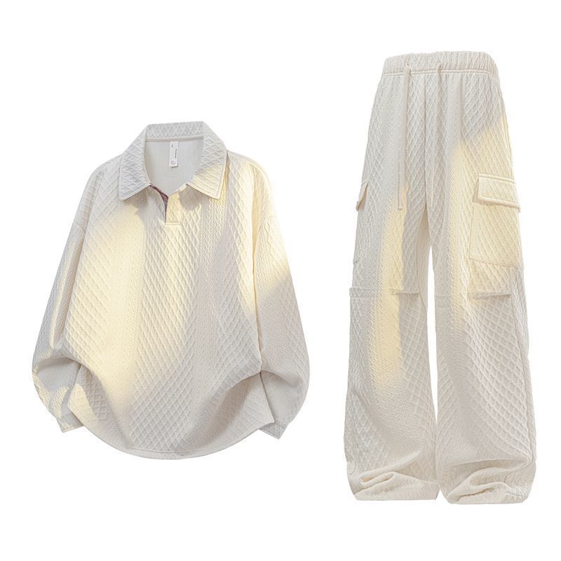 ชุดเสื้อโปโลลายตารางแจ็คการ์ดแ - Men'S Fashion Loose Pants บทวิจารณ์และราคา