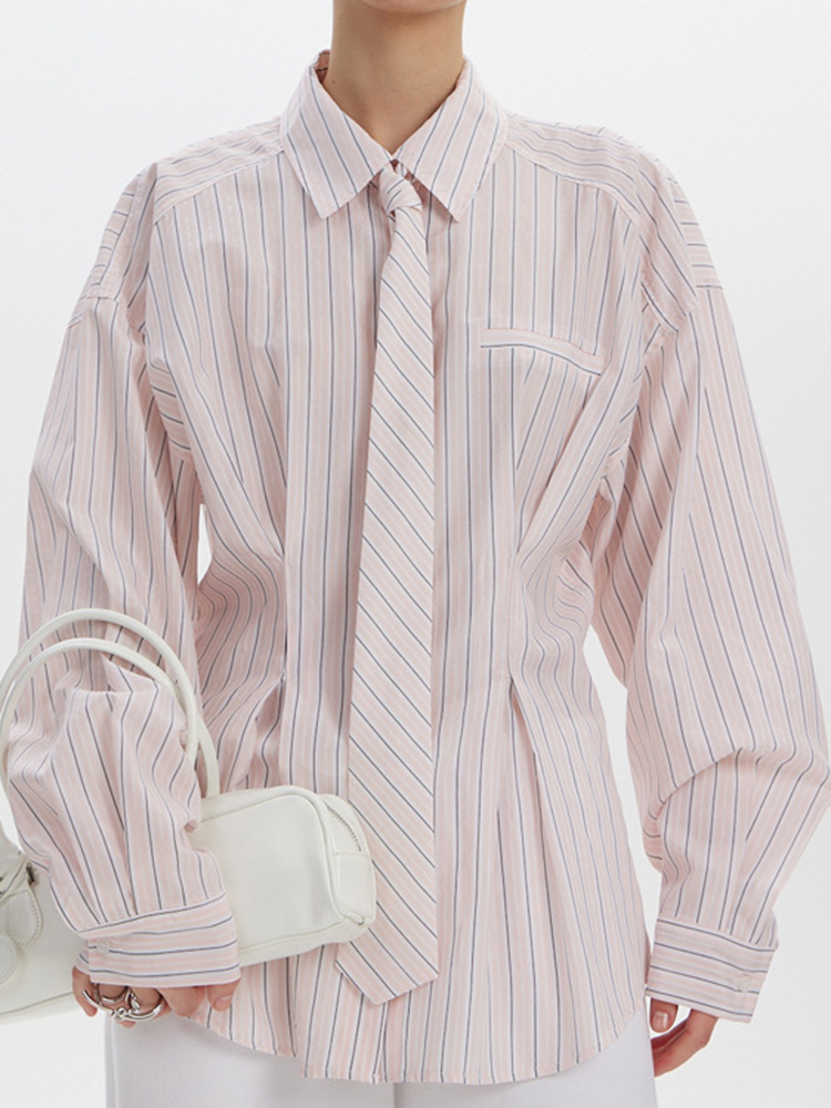 YERMORA เสื้อเชิ้ตลายทางสีชมพู - Men'S Fashion Pink Shirt บทวิจารณ์และราคา