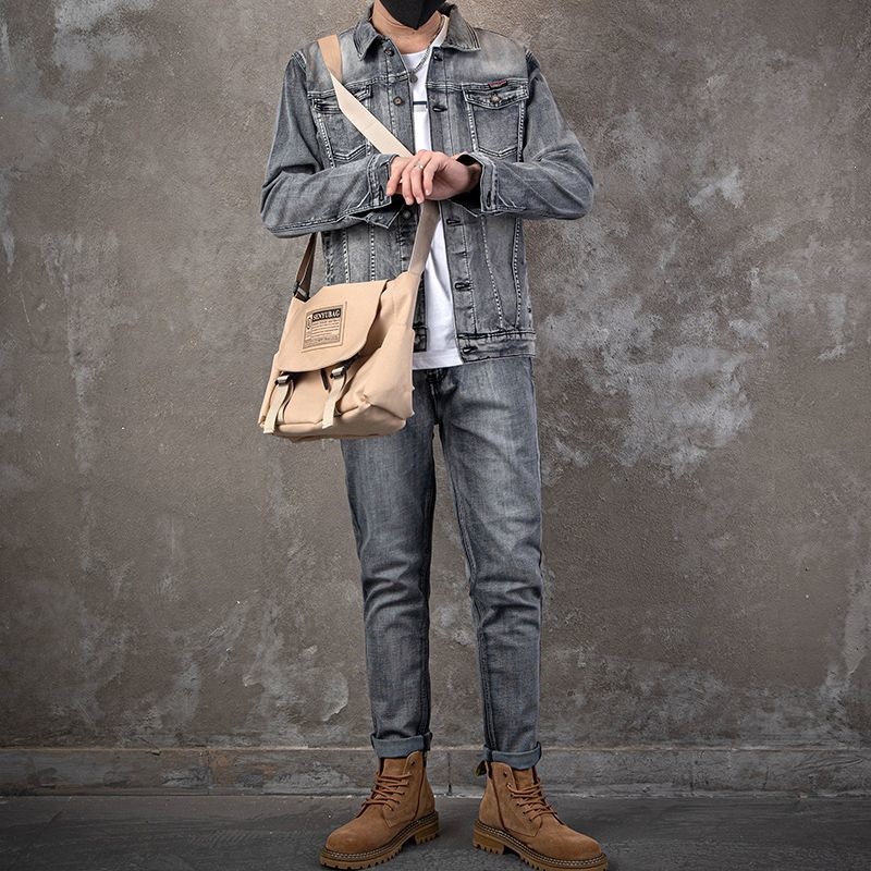 ชุดเสื้อแจ็คเก็ตยีนส์ลำลองสำหร - Men'S Fashion Loose Pants บทวิจารณ์และราคา