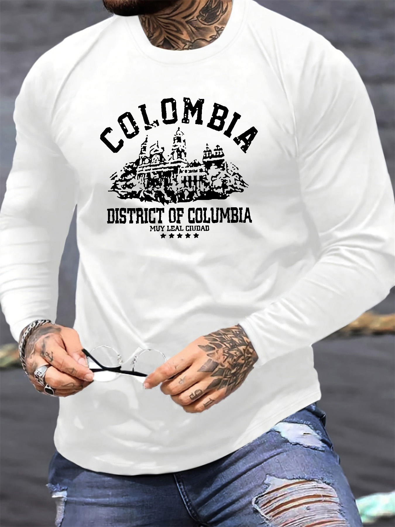 เสื้อยืดแขนยาวคอกลมผู้ชายผ้าฝ้ - Men'S Fashion T Shirts บทวิจารณ์และราคา