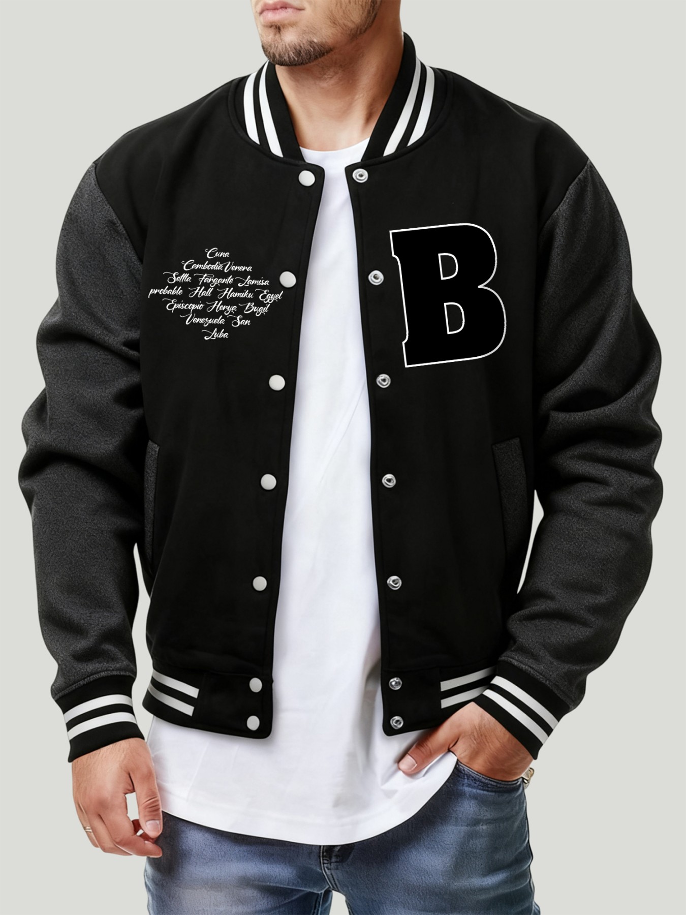 เสื้อแจ็คเก็ตผู้ชายพิมพ์ลายตัว - Mens Fashion Baseball Jersey บทวิจารณ์และราคา