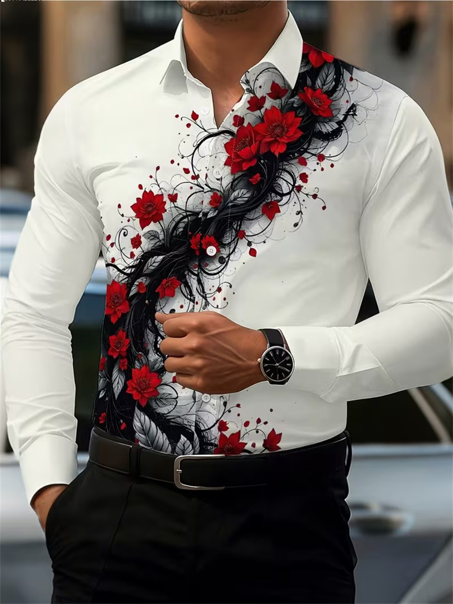เสื้อเชิ้ตแขนยาวพิมพ์ลายดอกกุห - Men'S Fashion Outfits บทวิจารณ์และราคา