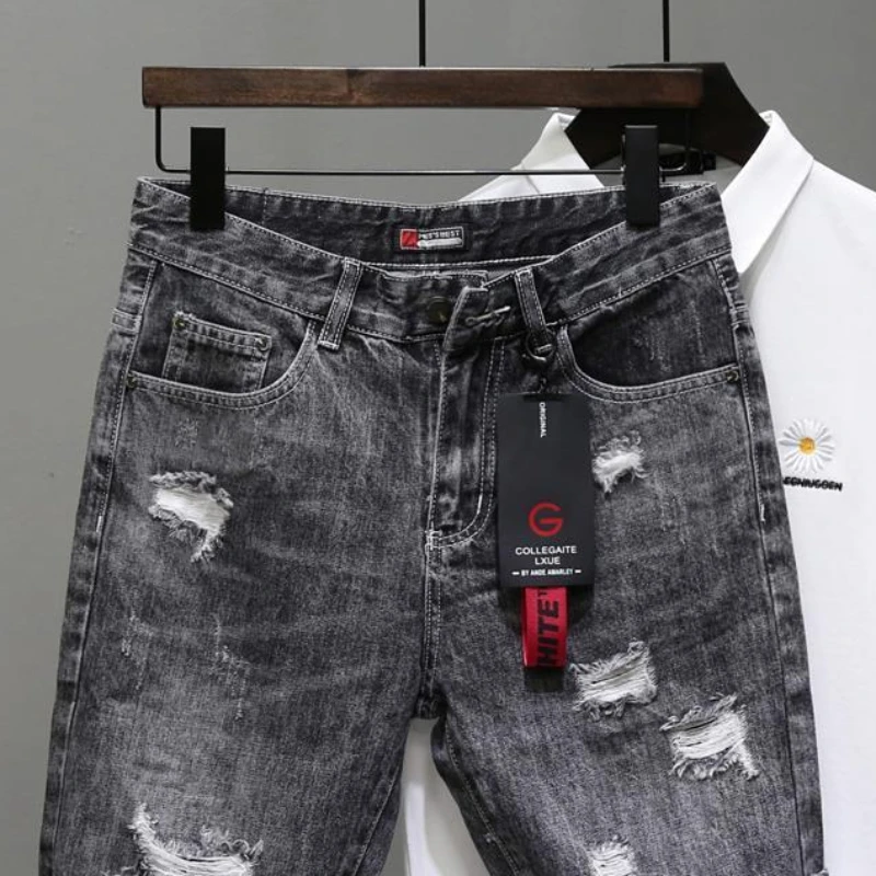กางเกงยีนส์ขาสั้นผู้ชายสีดำเทา - Mens Fashion Denim บทวิจารณ์และราคา